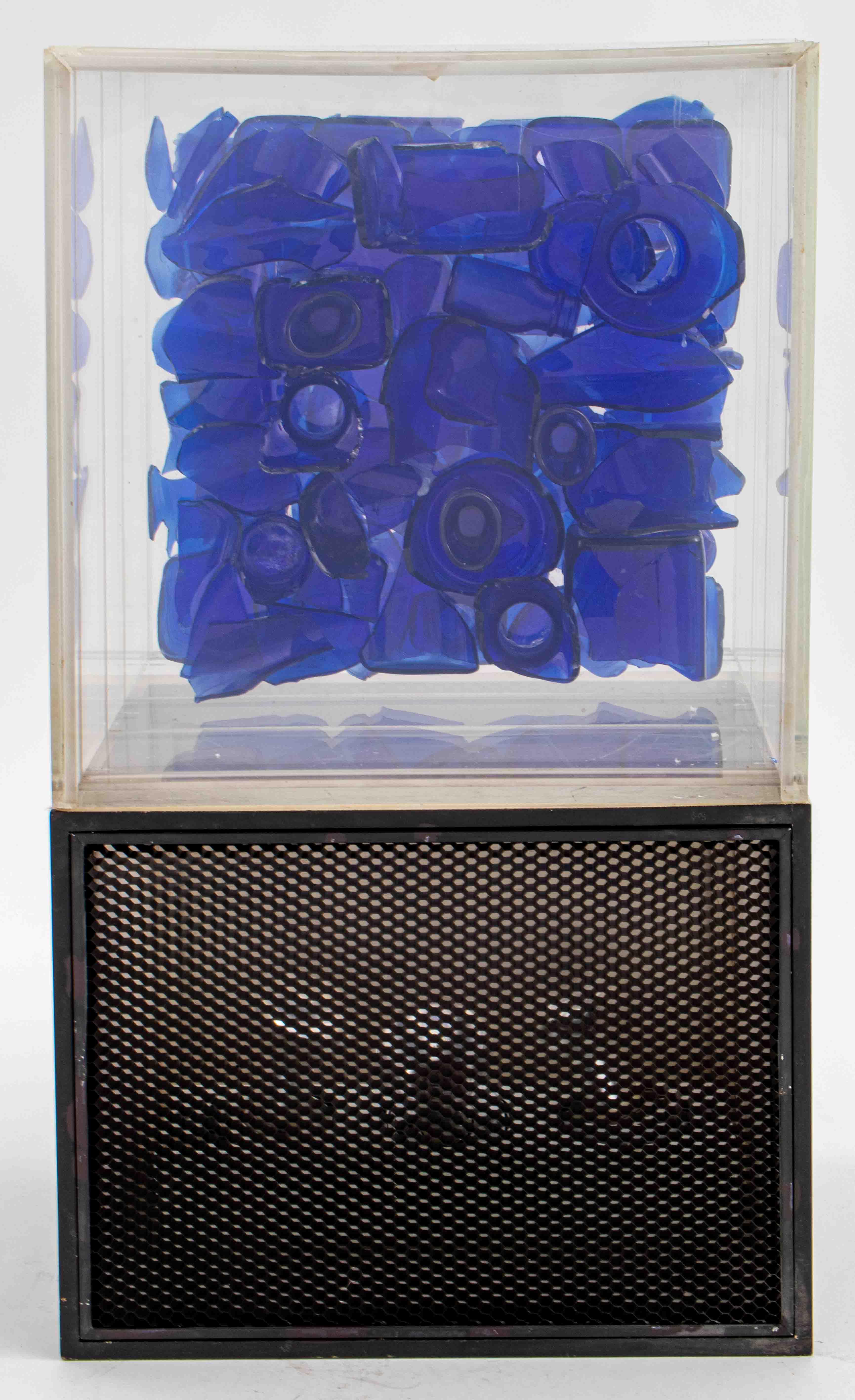 ILLUMINATED BLUE GLASS ASSEMBLAGE