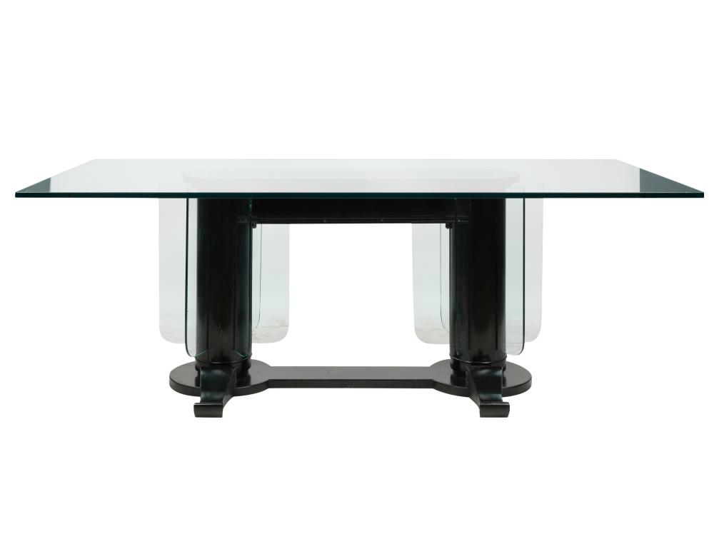 ILLUMINATED GLASS AND WOOD DINING