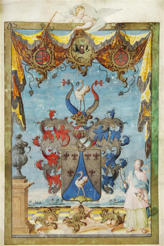 (ILLUMINATED MANUSCRIPT HERALDRY) A