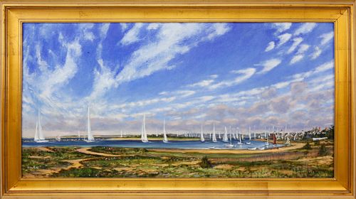ILLYA KAGAN OIL ON CANVAS "YACHTING