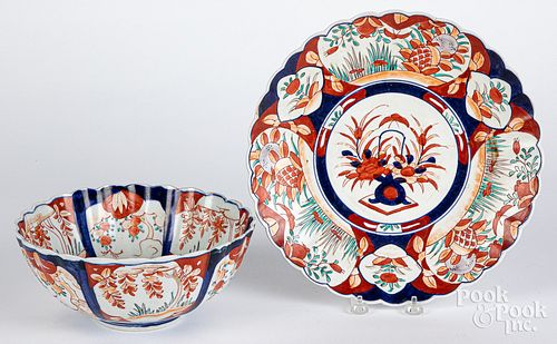 IMARI PORCELAIN BOWL AND TRAY.Imari