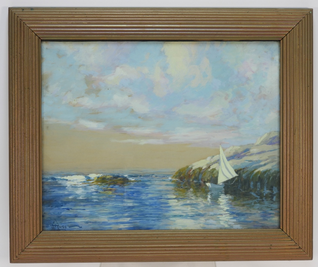 IMPRESSIONIST COASTLINE WC PAINTING