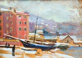 IMPRESSIONIST DOCKSIDE PAINTIN