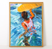 IMPRESSIONIST SURFING SCENE O/