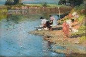 IMPRESSIONIST WASHER WOMAN PAI