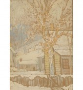 Impressionist watercolor, wint
