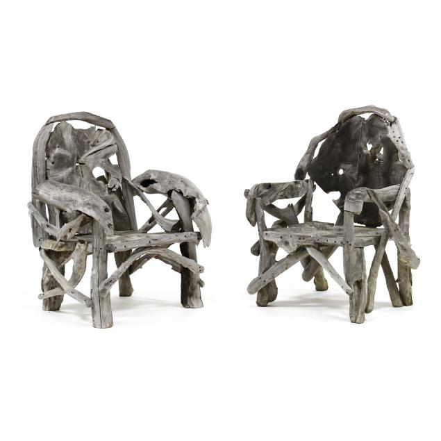 IMPRESSIVE PAIR OF TEAK ROOTWOOD