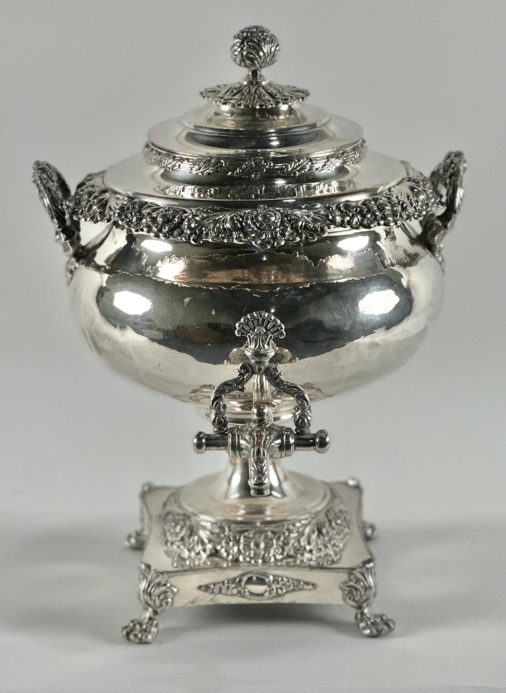 IMPRESSIVE SILVER PLATED COFFEE URN