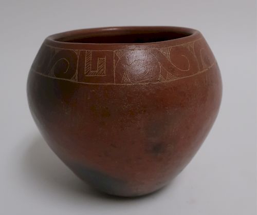 INCA RED BURNISHED OLLA, PERU, C.