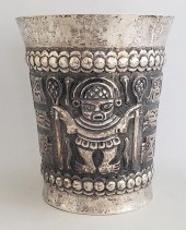 INCA SILVER EMBOSSED VASEInca