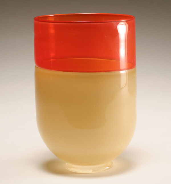 Incalmo orange and tan art glass