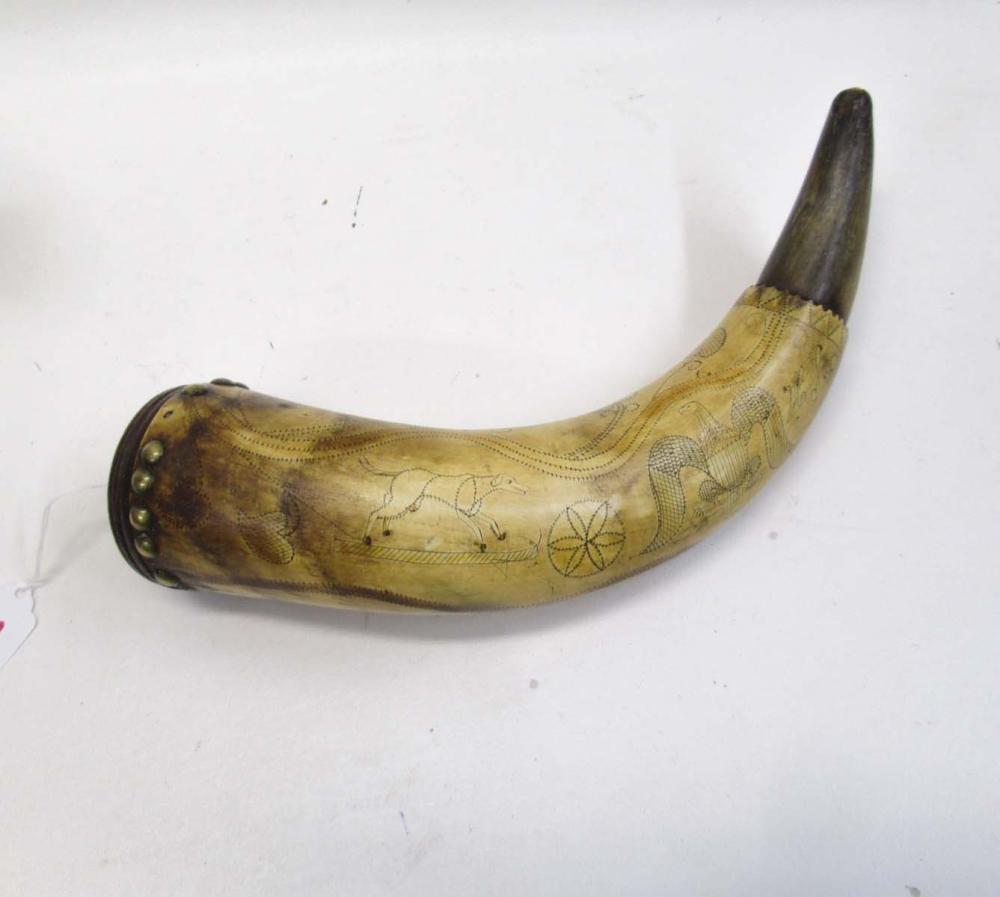 INCISED NEW ENGLAND POWDER HORN,