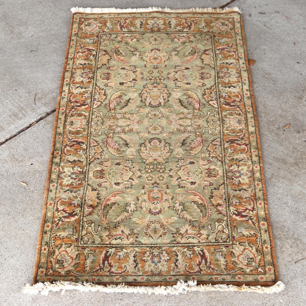 INDIA AGRA OLIVE AND ECRU WOOL