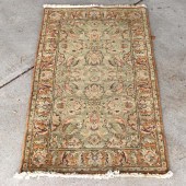 INDIA AGRA OLIVE AND ECRU WOOL