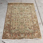 INDIA AGRA OLIVE AND ECRU WOOL