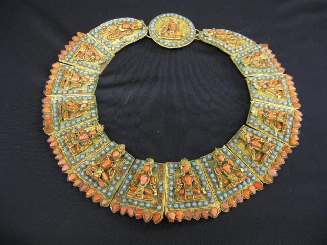 India Necklace blue & red glass set