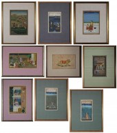 INDIA SCENES, NINE GOUACHES ON