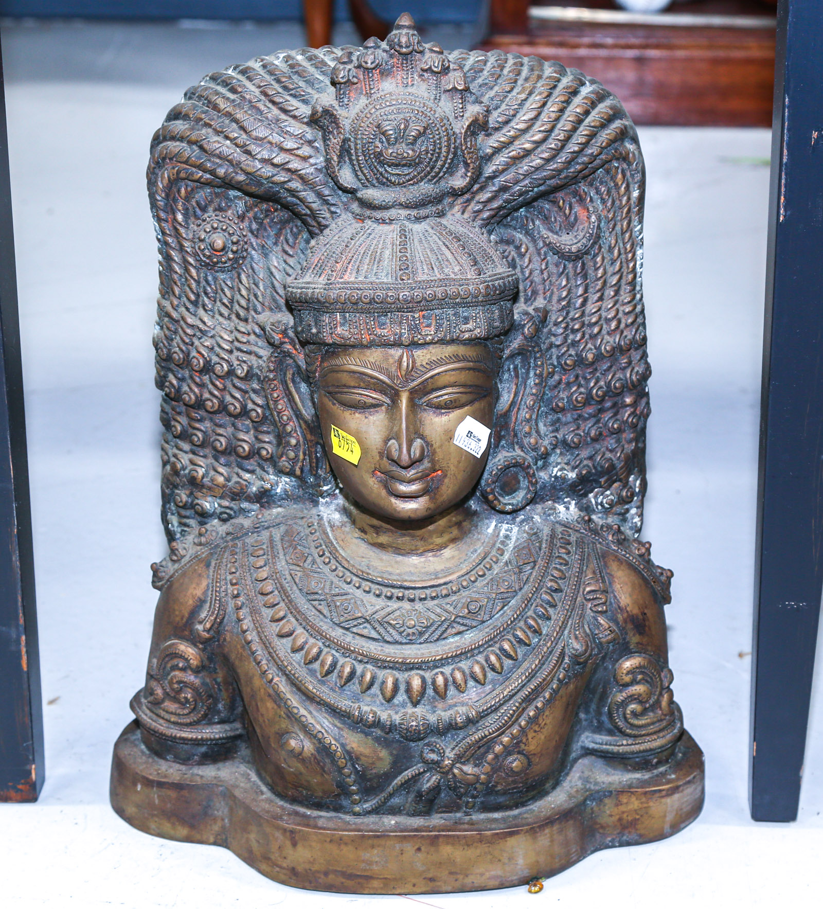 INDIAN BRASS BUST OF THE HINDU GOD,