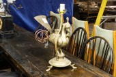 INDIAN BRASS FIGURAL LAMP, DEP