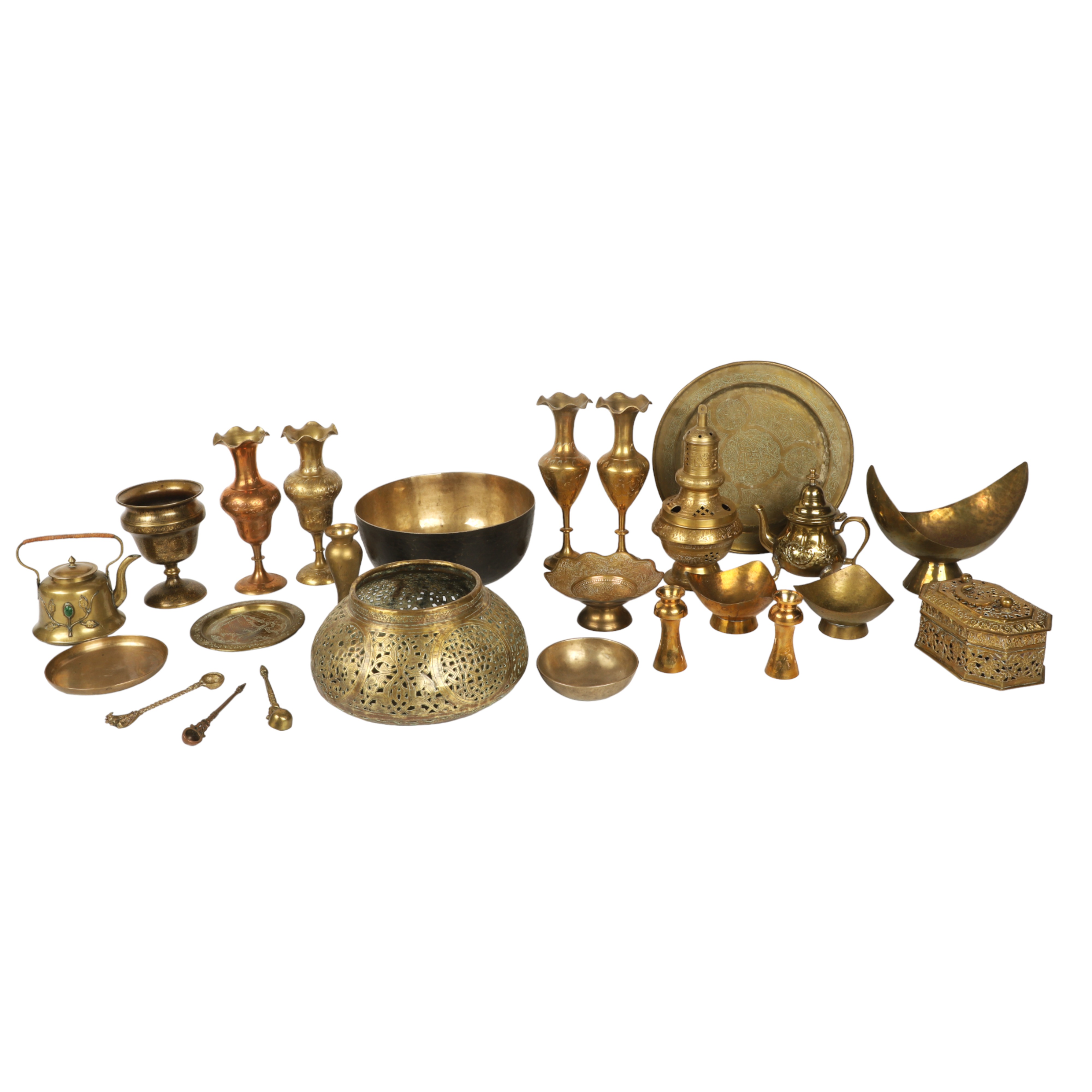 Indian brass vases, bowls and