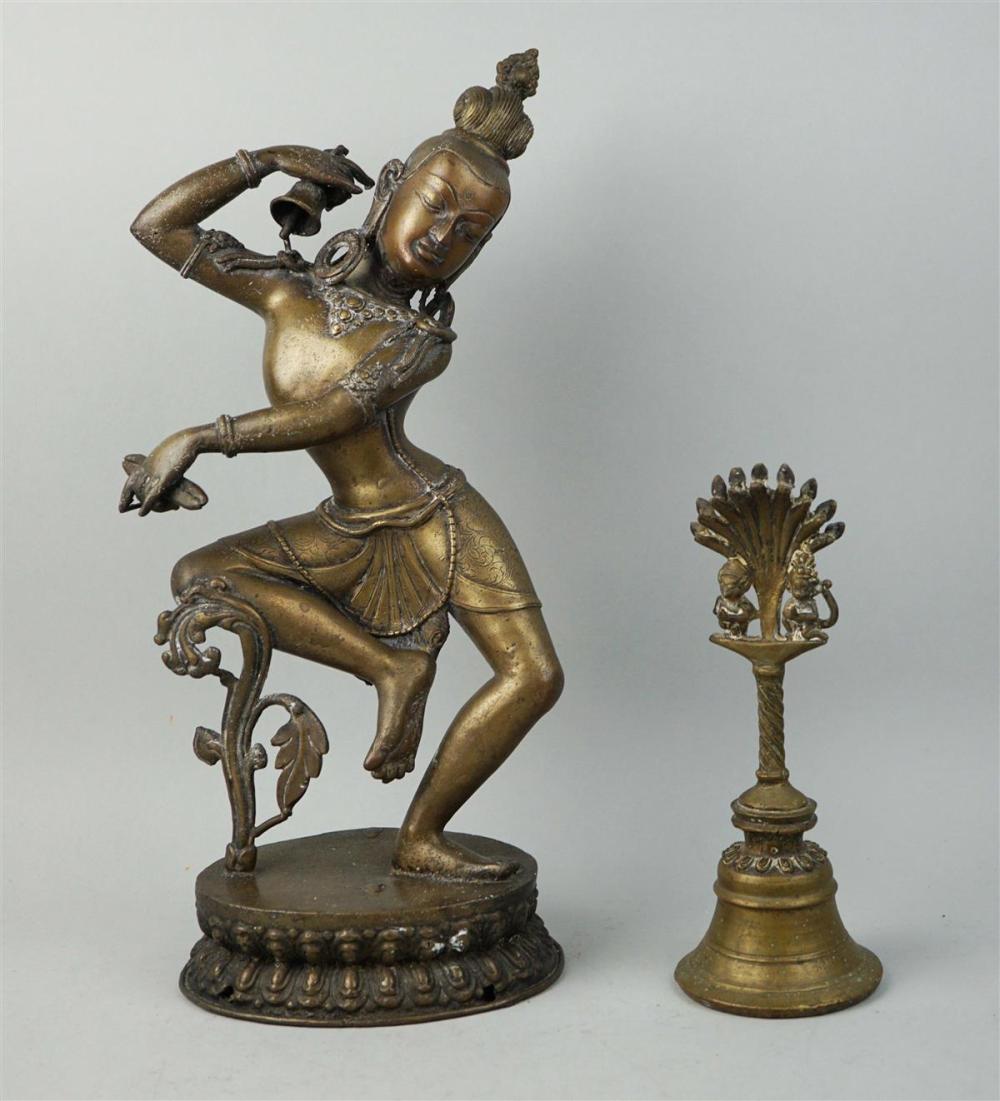 INDIAN BRONZE FIGURE OF A DANCER,