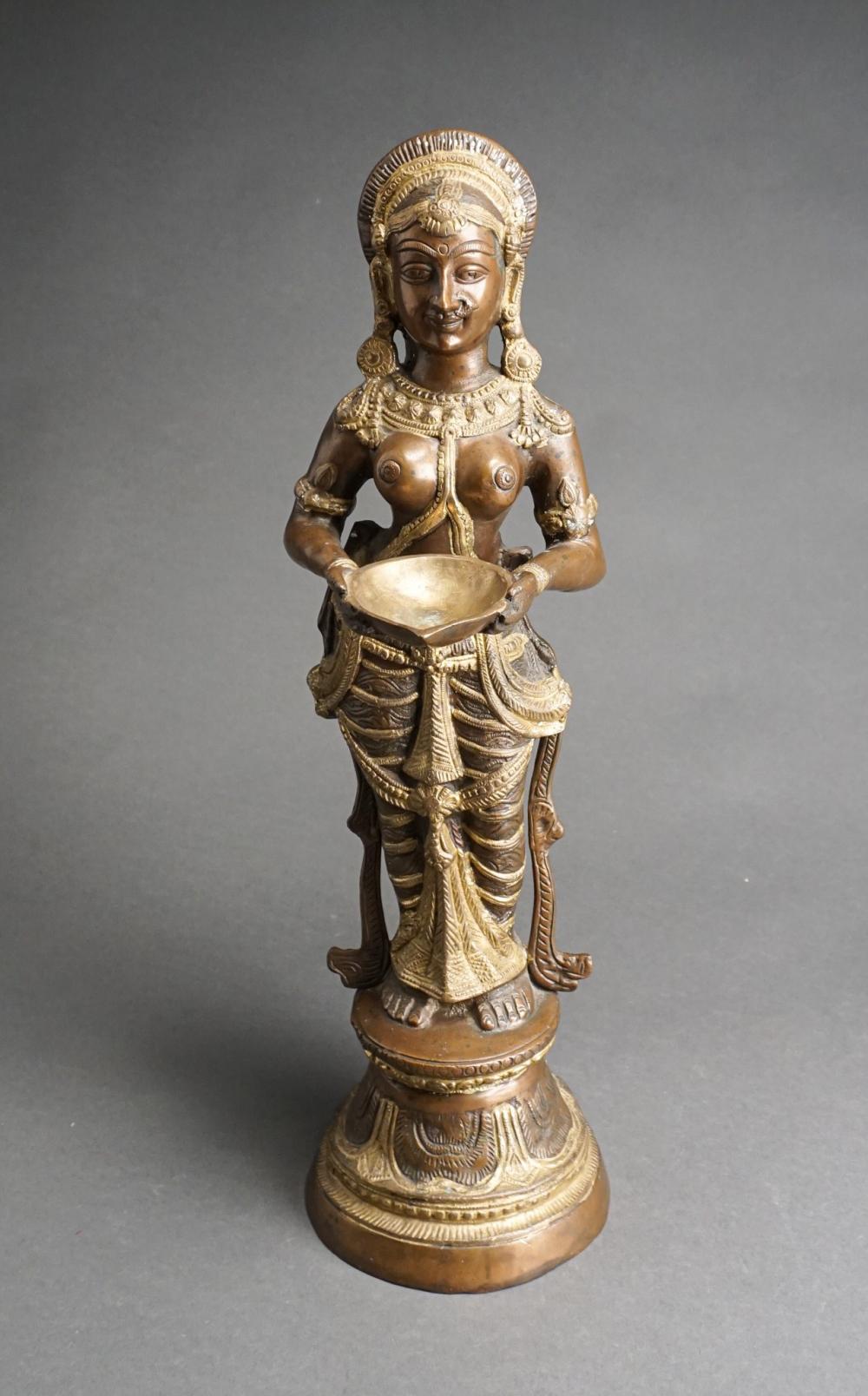 INDIAN BRONZE FIGURE OF LAKSHMI, H: