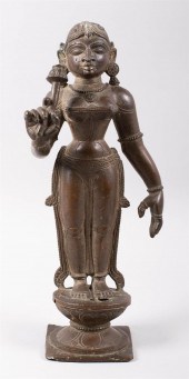INDIAN BRONZE FIGURE OF STANDI