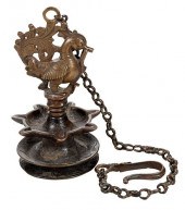 INDIAN BRONZE PEACOCK FAT LAMP