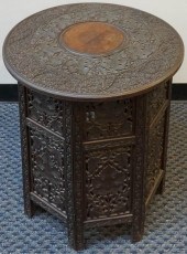 INDIAN CARVED BRASS INLAID TEA