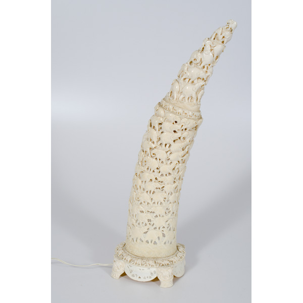 Indian Carved Ivory Tusk Lamp