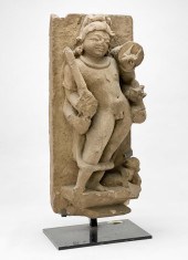 INDIAN CARVED STONE STELE WITH