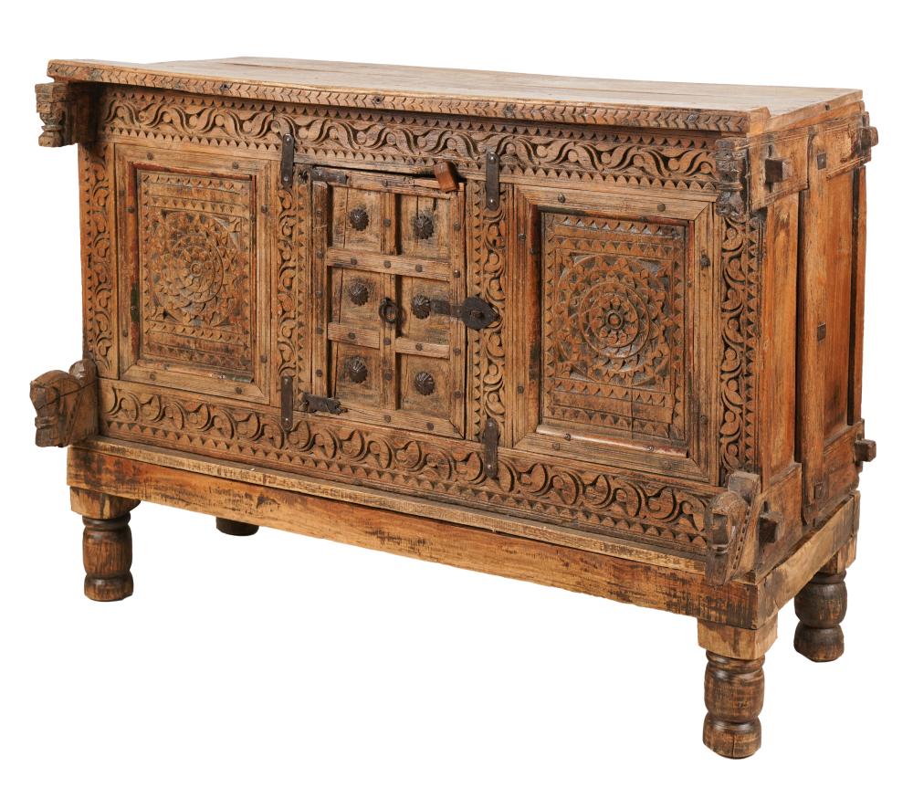 INDIAN CARVED WOOD DOWRY