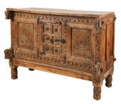 INDIAN CARVED WOOD DOWRY CHEST