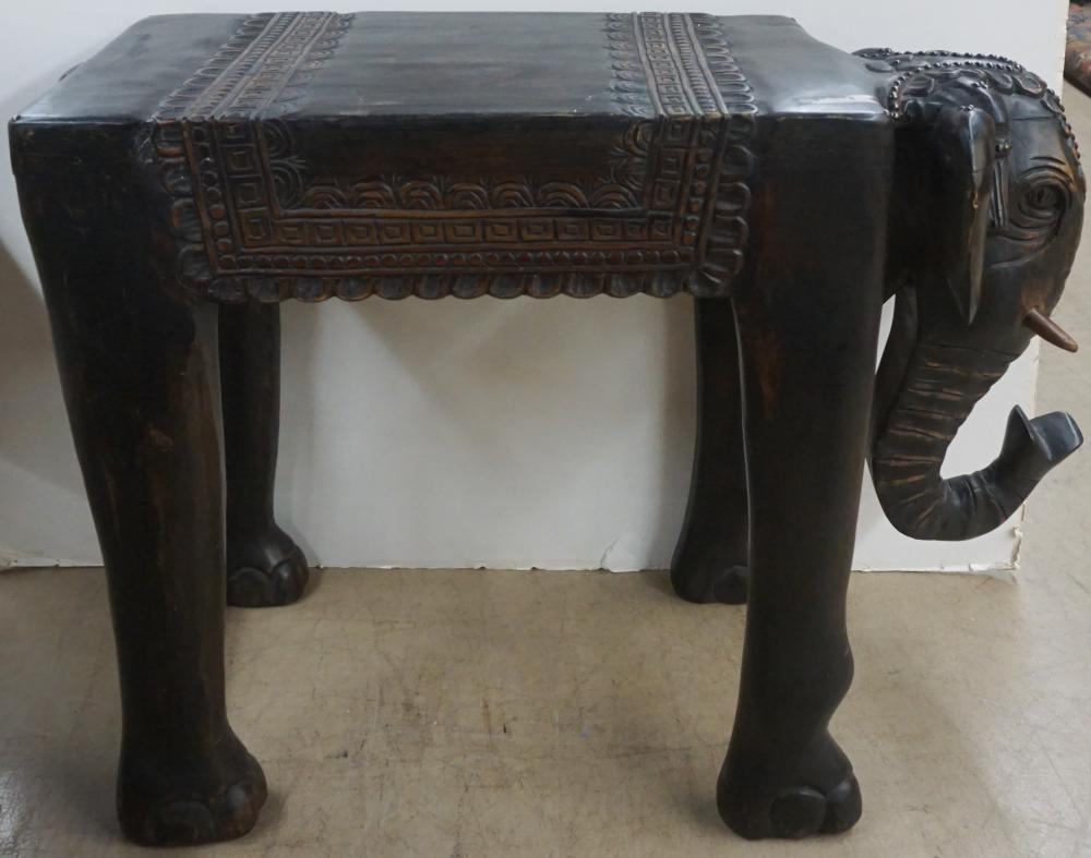 INDIAN CARVED WOOD ELEPHANT-FORM