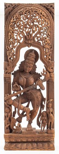 INDIAN CARVED WOOD GODDESS