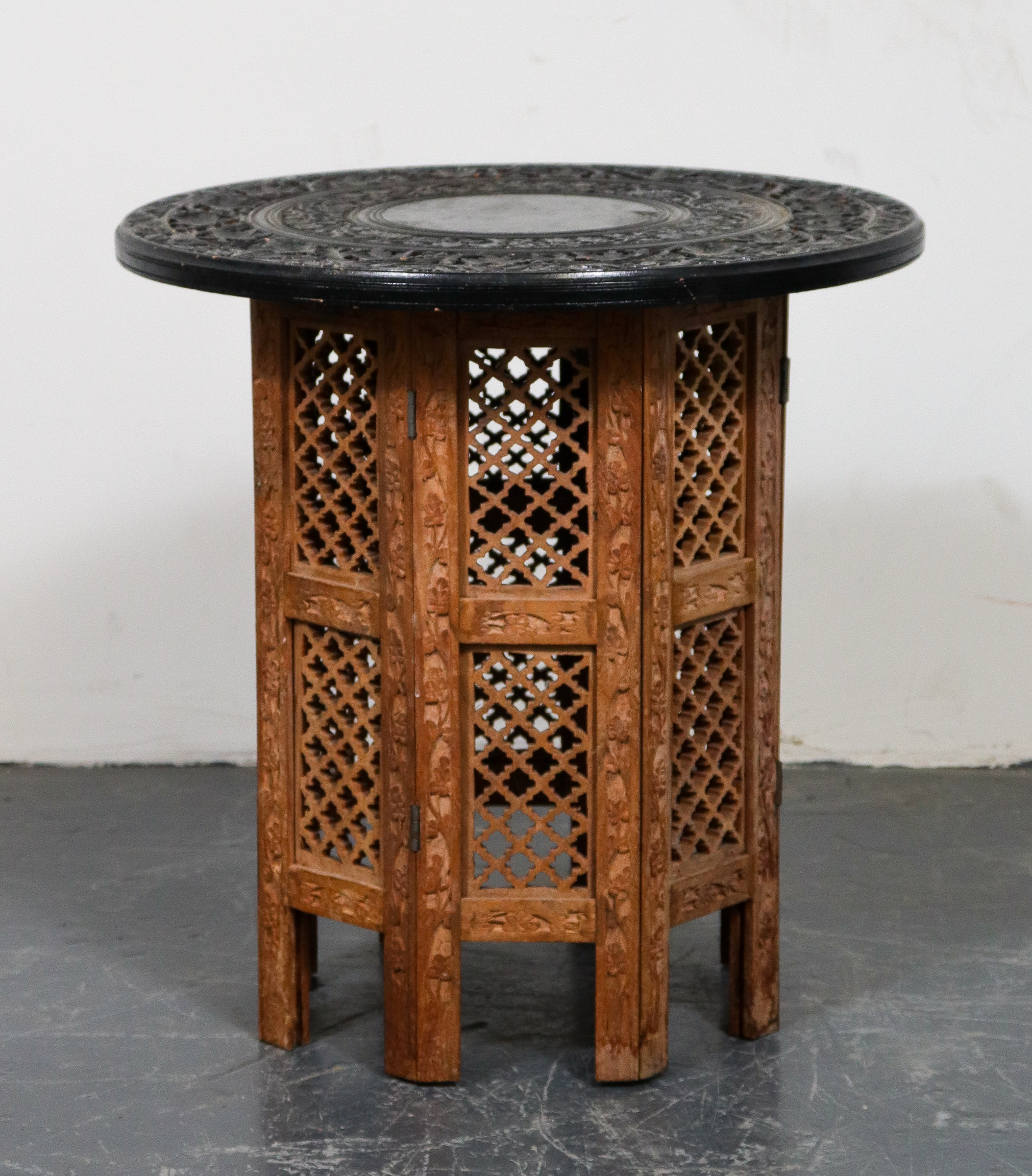 INDIAN CARVED WOOD OCCASIONAL TABLE