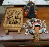INDIAN CARVED WOOD PANEL, JAPA