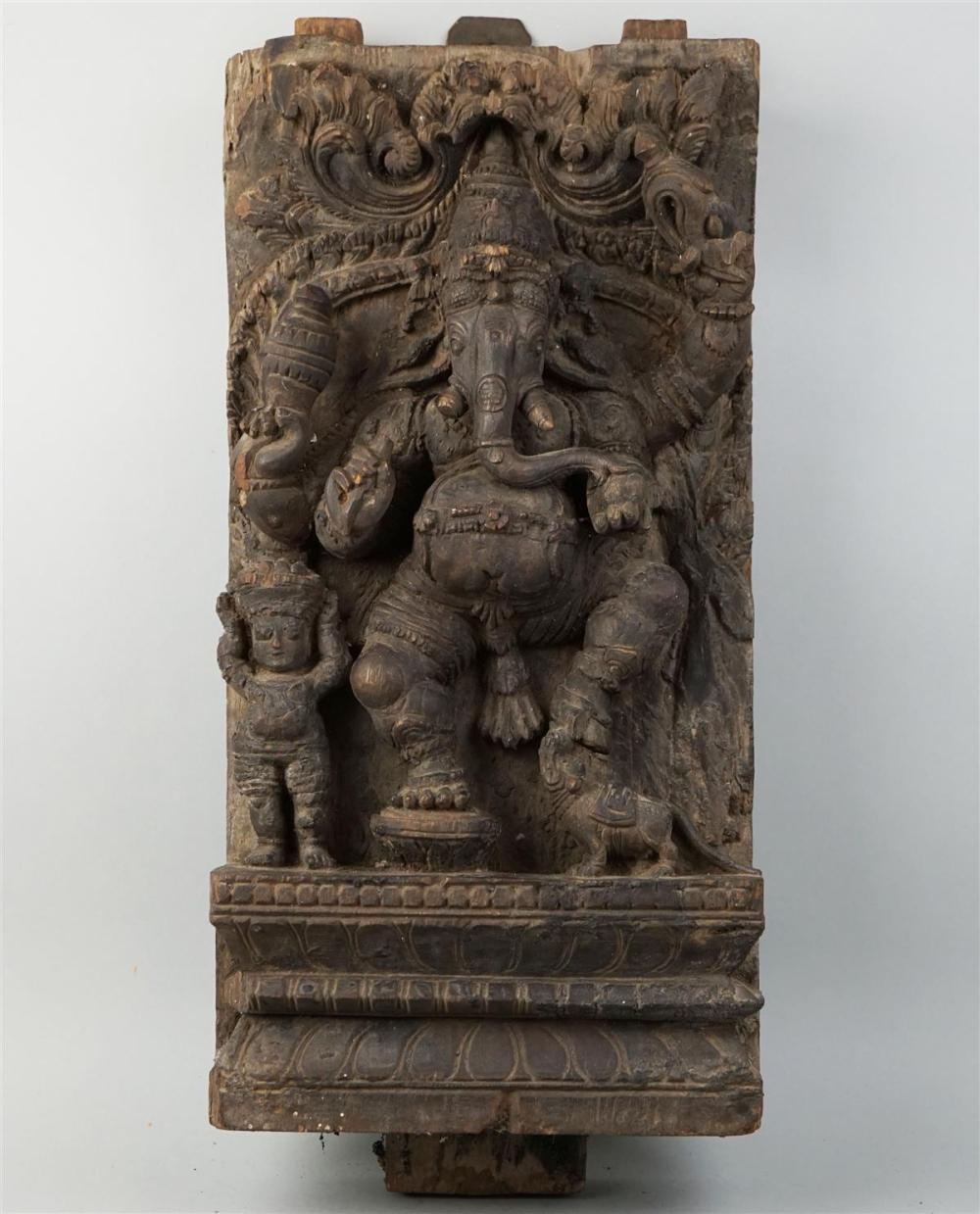 INDIAN CARVED WOOD PANEL OF