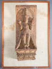INDIAN CARVED WOOD STELE OF VI