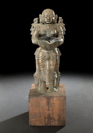 Indian Cast-Bronze Oil Lamp, 