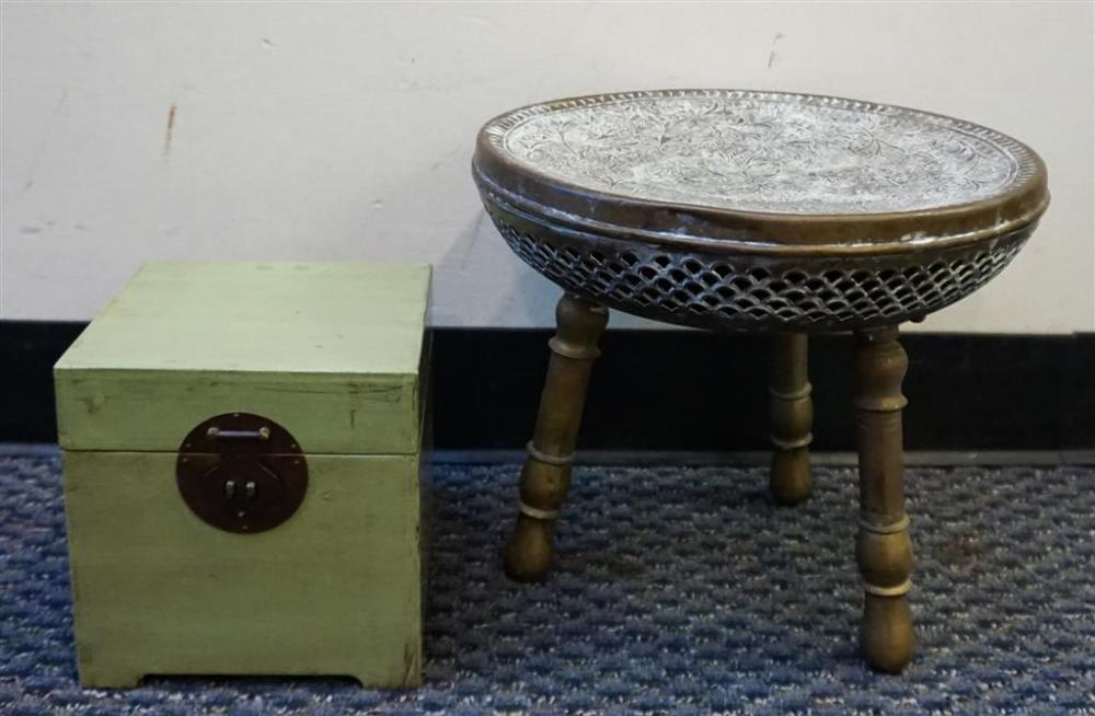 INDIAN CHASED BRASS BRAZIER AND A