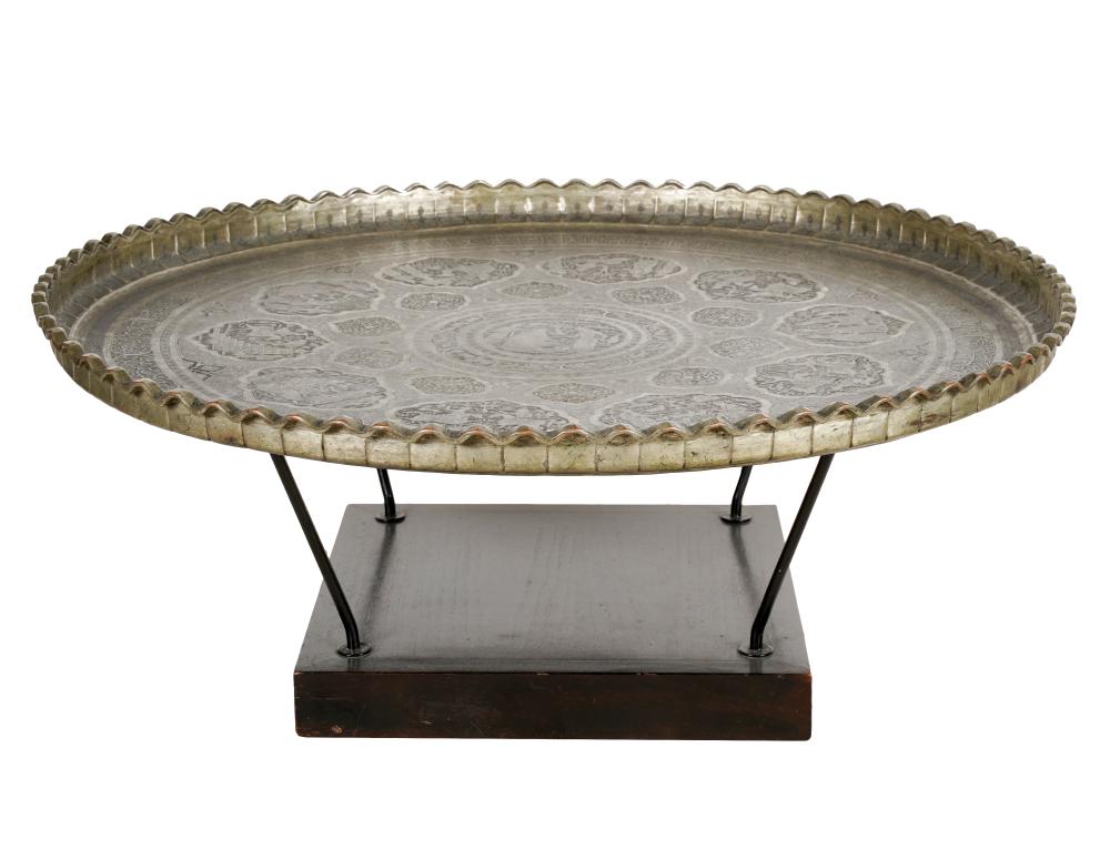 INDIAN COPPER TRAY ON STANDthe tray