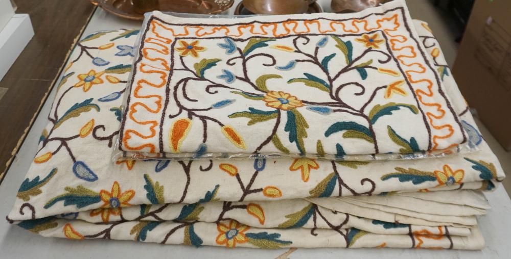 INDIAN CREWEL WORK BED SPREAD AND