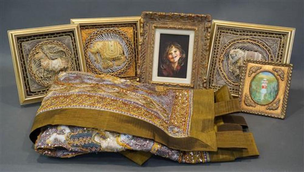 INDIAN DECORATED WALL HANGING AND A