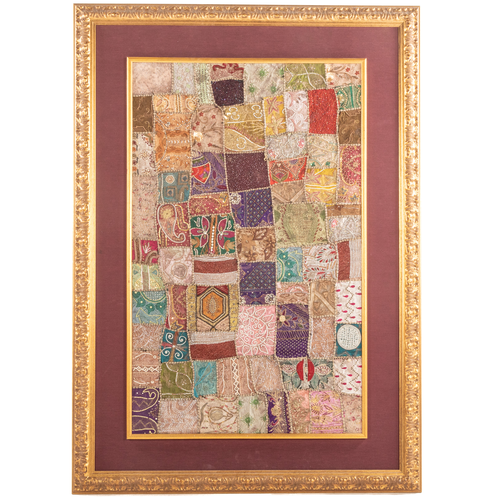 INDIAN EMBELLISHED PATCHWORK FRAMED