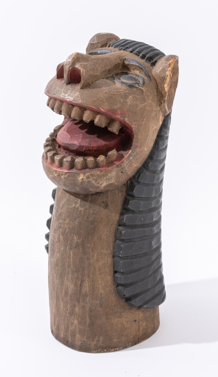 INDIAN FOLKART LION HEAD POLYCHROME
