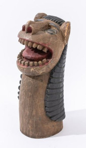 INDIAN FOLKART LION HEAD POLYC