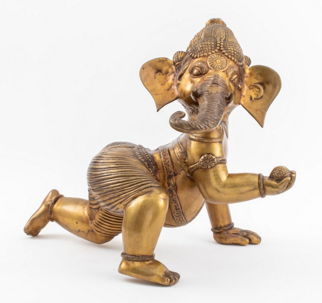 INDIAN GILT BRONZE BABY GANESHA