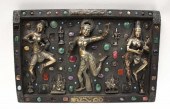 INDIAN HINDU WOOD WALL PLAQUE,