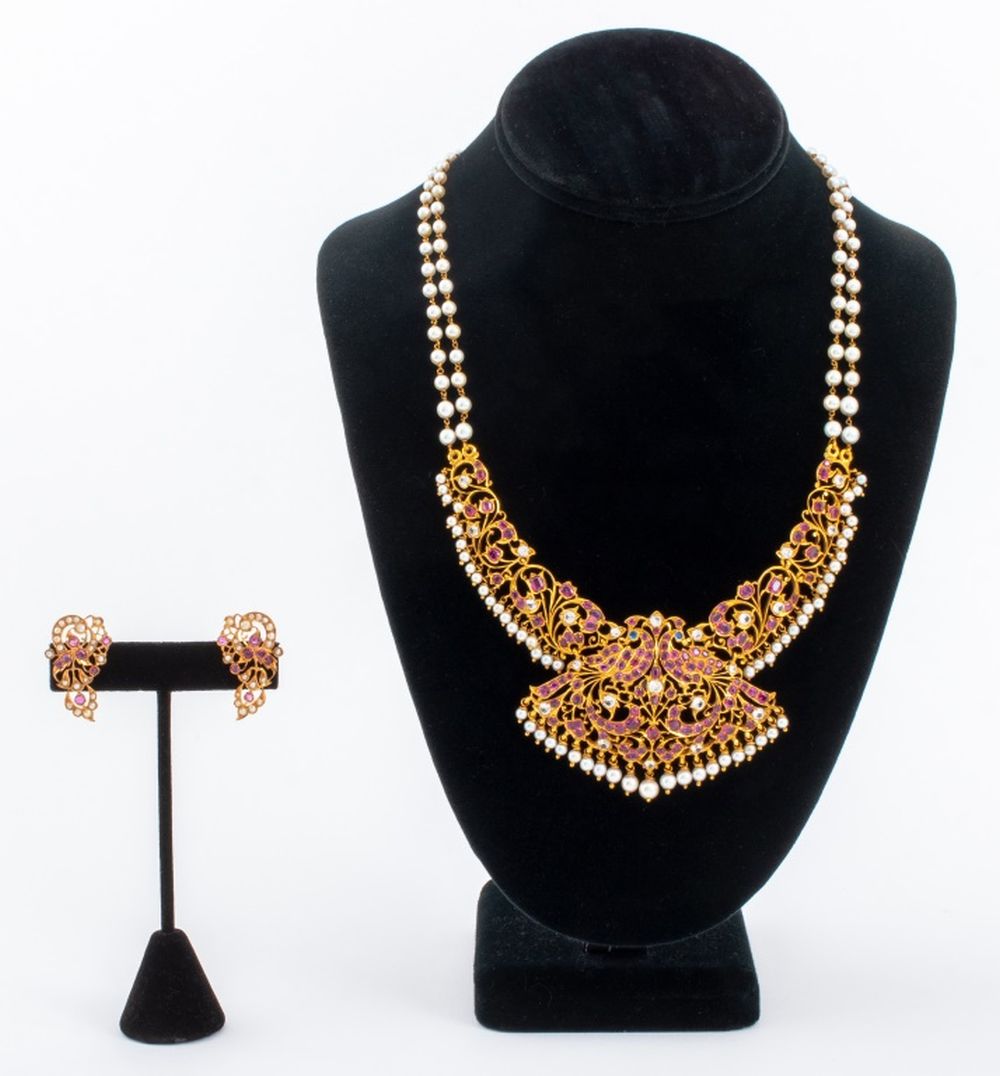 INDIAN JADAU 18K RUBY SAPPHIRE &